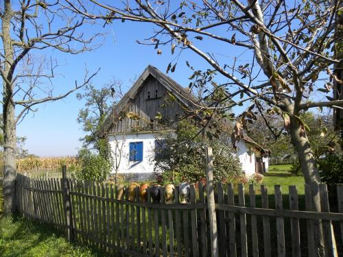 an old house behind a wooden fence at Róka - tanya in Šupljak