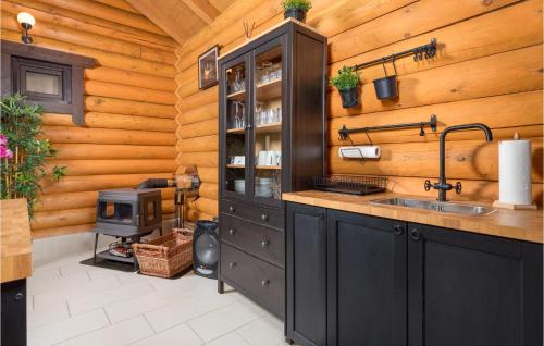a kitchen with a sink and a stove at Amazing Home In Petrinja With Wi-Fi in Petrinja