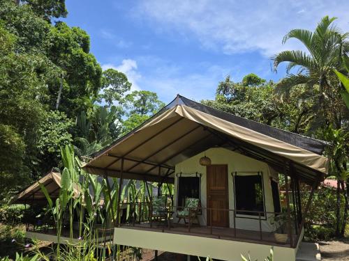 a small house with a canopy at Las Caletas Lodge in Drake