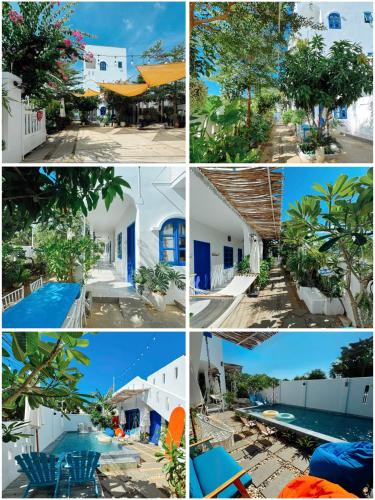 ムイネーにあるA House - homestay Mui Neのプール付きのリゾートの写真コラージュ