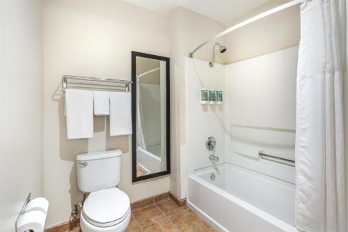 a bathroom with a toilet and a tub and a sink at Best Western Luxury Inn in Tracy