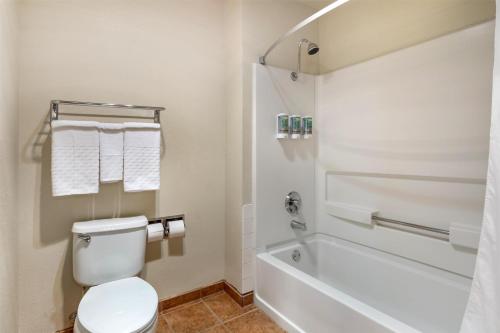 a bathroom with a toilet and a tub and a sink at Best Western Luxury Inn in Tracy