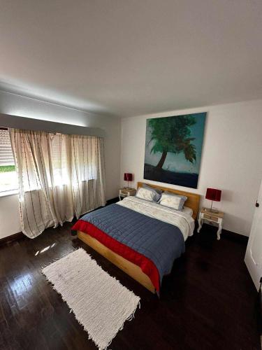 a bedroom with a bed and a painting on the wall at Casa do Trevo in Salir de Porto