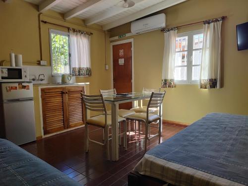 a kitchen with a table and chairs in a room at MI CASA APARTS in Tunuyán