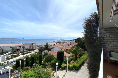 a view of a city from a building at T3 refait à neuf vue mer en centre ville parking in Bandol