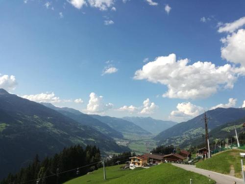 a view of a valley with mountains in the background at Haus Angela in Rohrberg