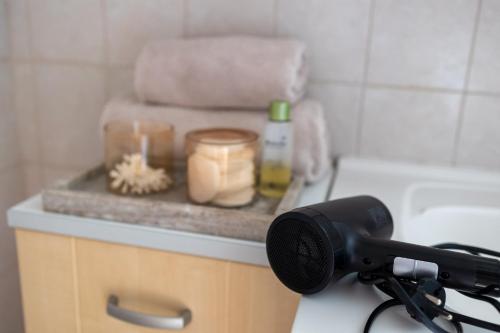 a microphone sitting on top of a counter in a kitchen at Hilltop House. in Erdut