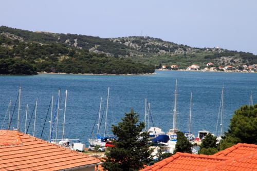 a group of boats are docked in a harbor at Apartments Hari Tisno in Tisno
