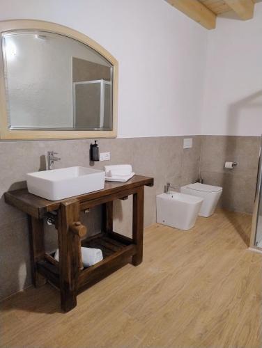 a bathroom with a sink and a toilet at Cascina Monte Tivino in Salò