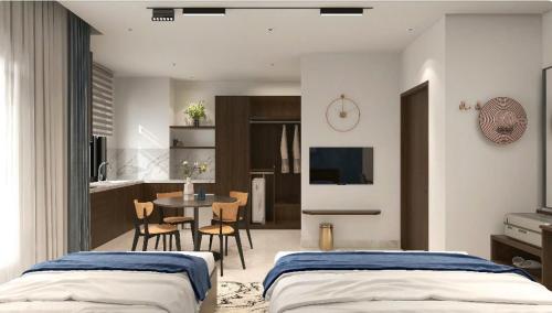 Postel nebo postele na pokoji v ubytování KAPÁS Hotel - House & Drinks Đồi Rồng