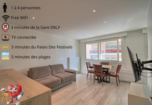 Appartement plein centre proche Palais et plages