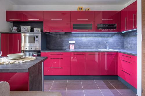 Dapur atau dapur kecil di Luxury Flat in Brno PurpleRED