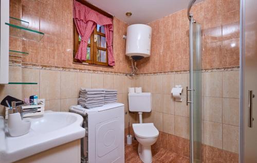 a bathroom with a toilet and a sink and a shower at Holiday Home Dubranec by Villas Guide in Dubranec