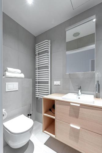a bathroom with a toilet and a sink at Noli Gdansk Old Town in Gdańsk
