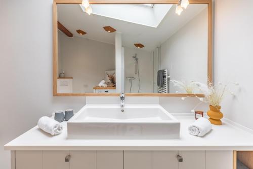 Ένα μπάνιο στο Ferienwohnung Auszeit in Bohmstedt
