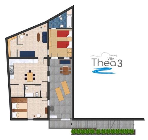 a floor plan at Villa Thalassa Suites 3 Modern Comfort Traditional Greek Charm Private Courtyards Steps From Lindos Square & Beach in Líndos