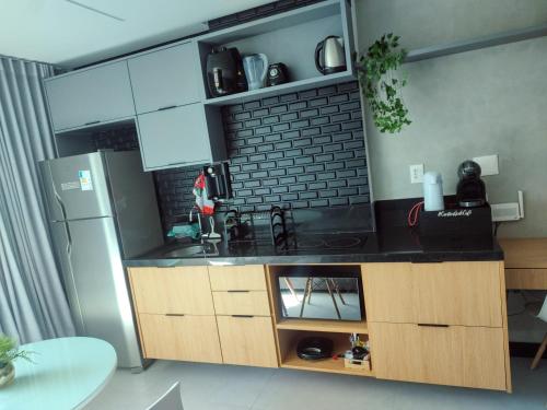 Køkken eller tekøkken på Estúdio luxuoso Vista Mar, Art Studio Open Space