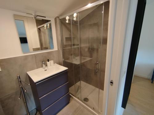 a bathroom with a shower and a sink at Affittacamere il Ciliegio in Trieste