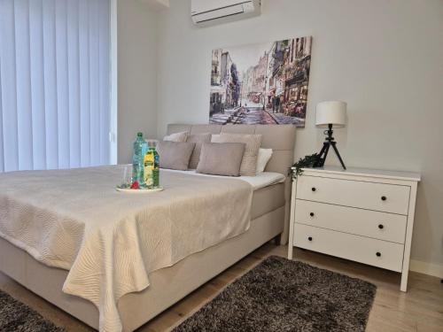 Кровать или кровати в номере Central Belgrade Apartments BW