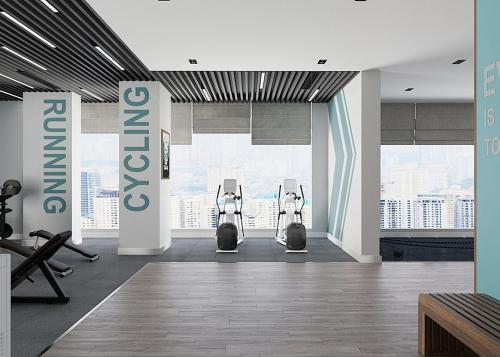 a room with two motorcycles on display in a building at Căn hộ Master có sofa giường view sông Đồng Nai in Long Bình