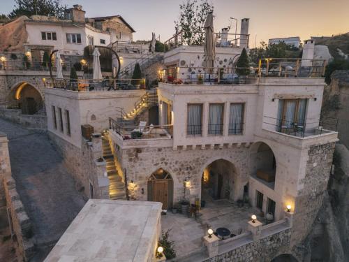 an aerial view of a building with a staircase at Vie Cappadocia - Adults Only in Nevsehir
