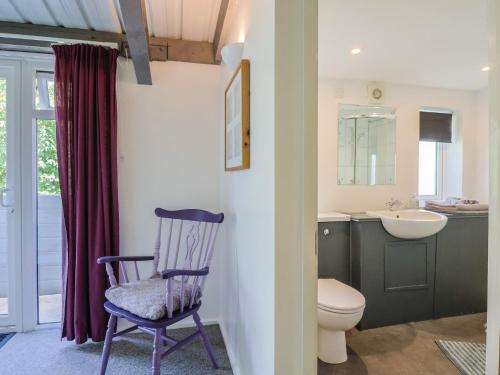 ein Badezimmer mit Stuhl, Waschbecken und Toilette in der Unterkunft Brookfield Lodge in Burstock