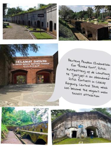 a collage of photos of a building and a bridge at Cilacap Guest House , Penginapan lokasi strategis di Depan terminal bus cilacap in Cilacap