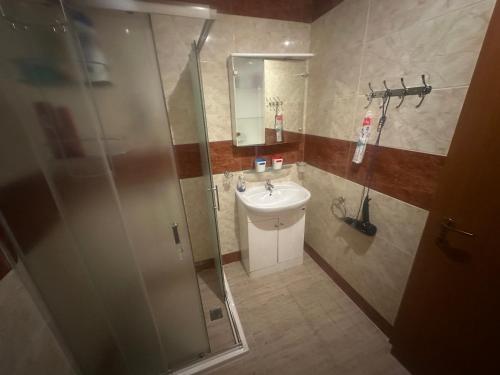 een badkamer met douche en wastafel bij Amartmán přímo u moře - Elenite až 5 osob in Sveti Vlas