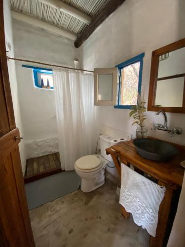a bathroom with a toilet and a sink at El Rancho Eco Loft in San Javier