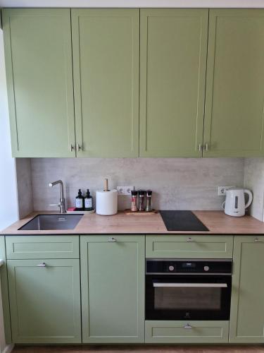 Cuisine ou kitchenette dans l'établissement Cosy apartment in the center of Rusne