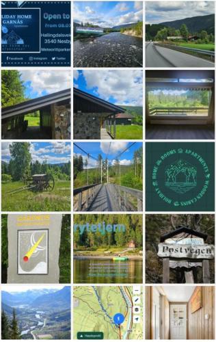 a collage of pictures of different signs and buildings at Holiday Home Garnås in Nesbyen