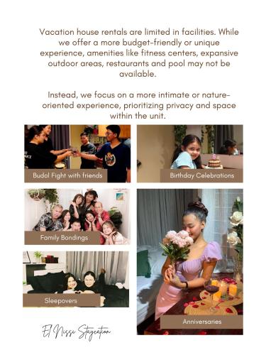 a collage of photos of a bride and groom at El Nissi Staycation, FAMILY CABIN, CONTEMPORARY CABIN, Enchanted Kingdom in Santa Rosa