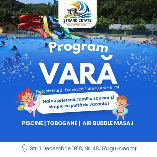 a flyer for a water park at Central Stay in Tîrgu Neamţ