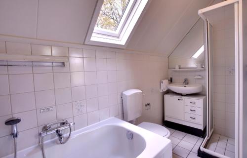 a bathroom with a sink and a tub and a toilet at Buitenplaats Gerner in Dalfsen