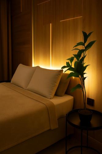 Кровать или кровати в номере Central Belgrade Apartments BW