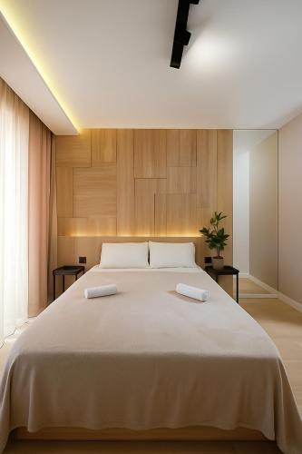 Кровать или кровати в номере Central Belgrade Apartments BW