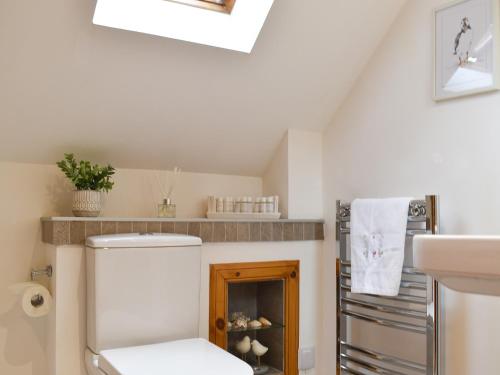 a bathroom with a toilet and a sink at Carron View in Strathcarron