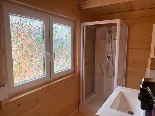 Koupelna v ubytování Chalet Chêne-Pin