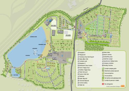 a detailed map of the resort at Vakantiepark Klein Strand - Luxe Houten Chalet in Jabbeke