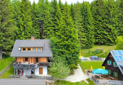 an aerial view of a house in the woods at Almliesl STMA-666 in Sankt Margarethen im Lavanttal