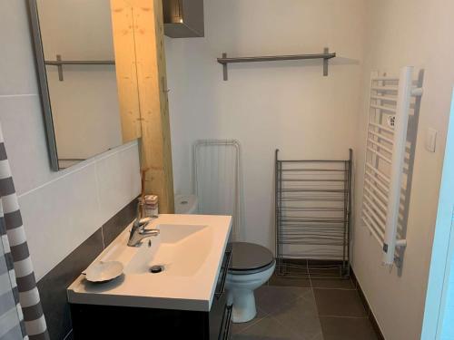 a bathroom with a sink and a toilet at La Grisot de la mer Saint Hilaire in Saint-Hilaire-de-Riez