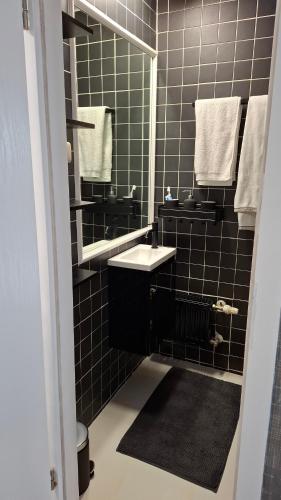 Bilik mandi di Apartment Wohlfühloase mit Pool und Sauna bis 5 Personen