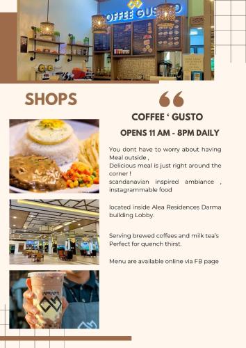 a collage of photos of a coffee shop at Homestay by ViJiTa 2bedroom condo in Manila