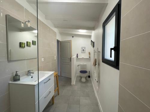 une salle de bain avec un lavabo et des toilettes dans l'établissement Superbe annAix de villa - Maison Odonata, à Aix-en-Provence