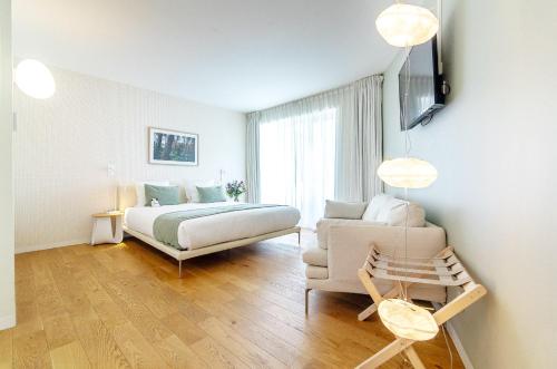 Katil atau katil-katil dalam bilik di thecamp Hôtel & Lodges - Aix en Provence