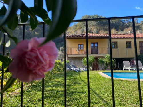 a view of the house from the garden at Quinta dos Mouras in Celorico de Basto