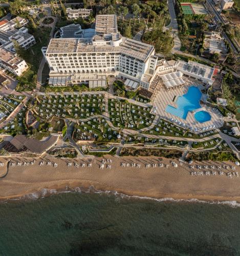 an aerial view of a hotel and the beach at Creta Star Hotel - Adults Only in Skaleta
