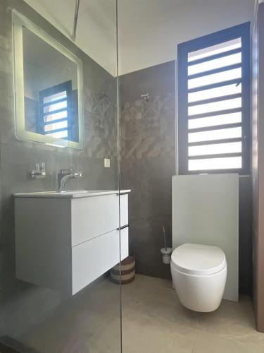 a bathroom with a toilet and a sink at Villa Paradisiaque au cœur de Grand Baie in Mauritius