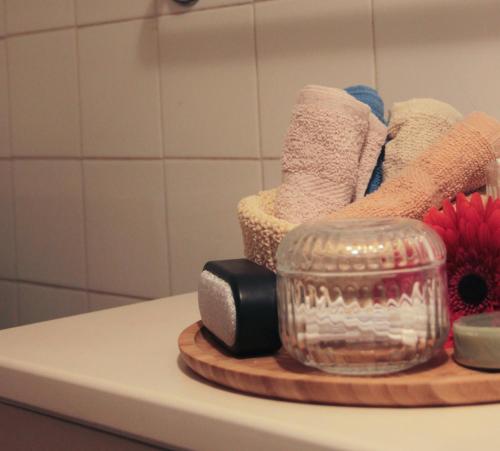 a counter top with a pile of shoes on a counter at Casa l'Acerone in Pian degli Ontani