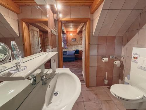 a bathroom with a white sink and a toilet at APARTMA-SPA NATURA in Sveti Jurij ob Ščavnici